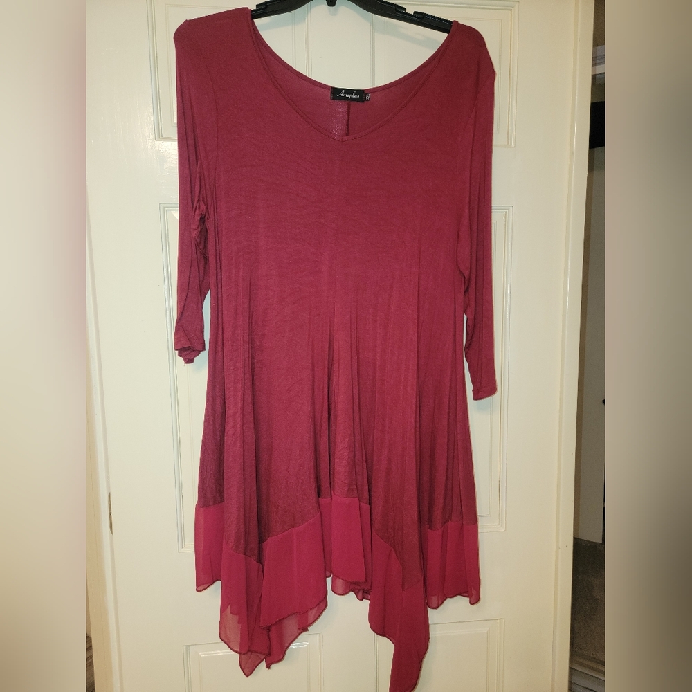 Red Asymetrical Top -size 2XL